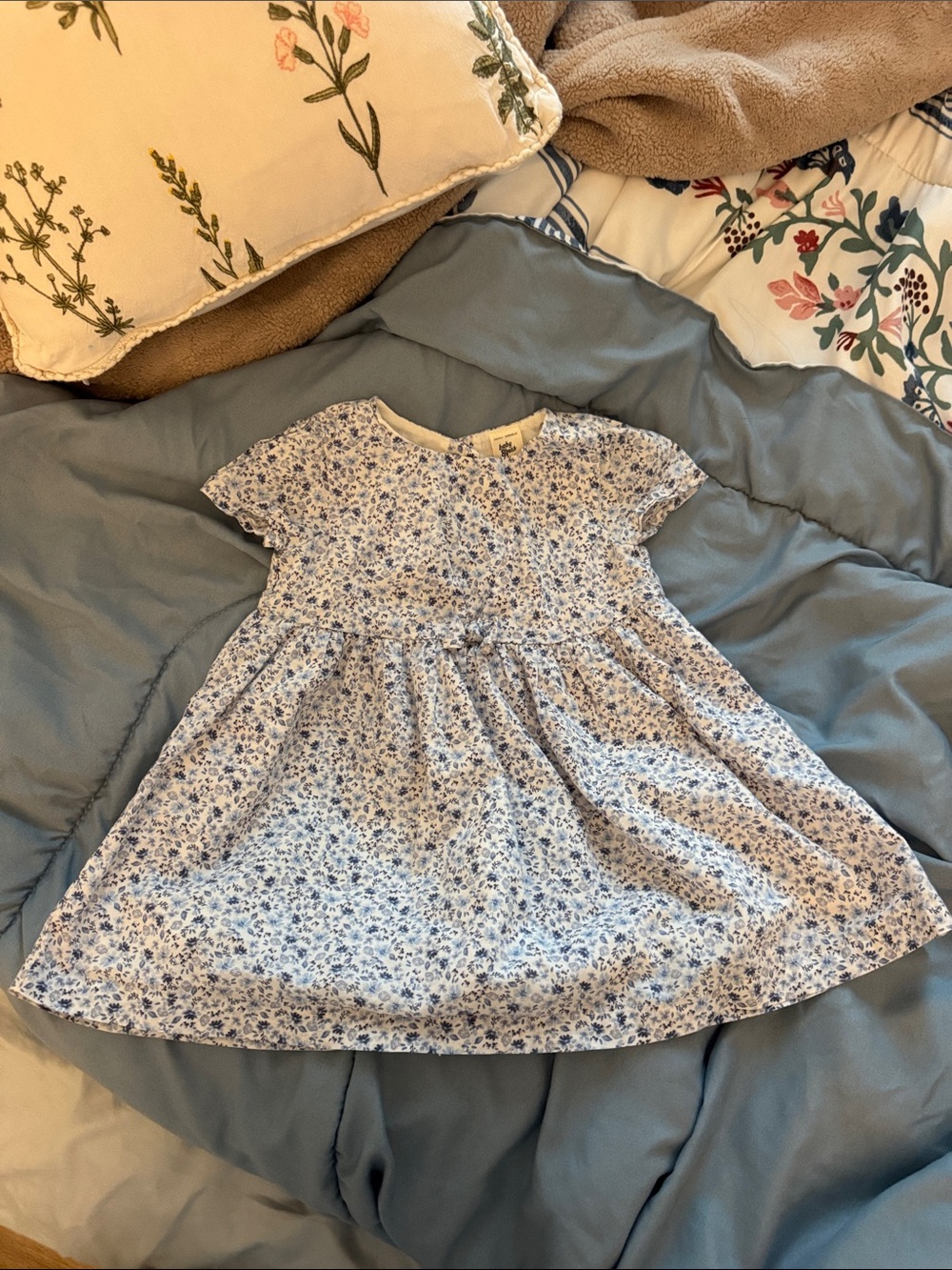Blue Floral Cotton Dress for Girls
